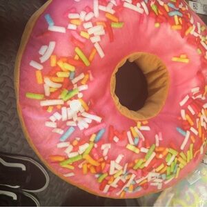 Pink Donut Pillow with Sprinkles